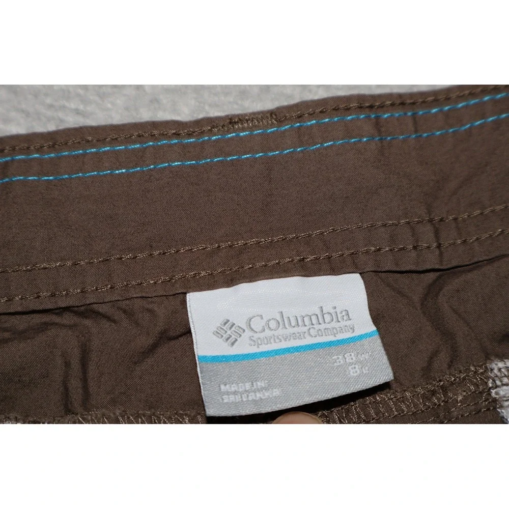 Columbia Cargo Shorts Men 38 Brown Cotton Elastic Waist Outdoor Casual 8